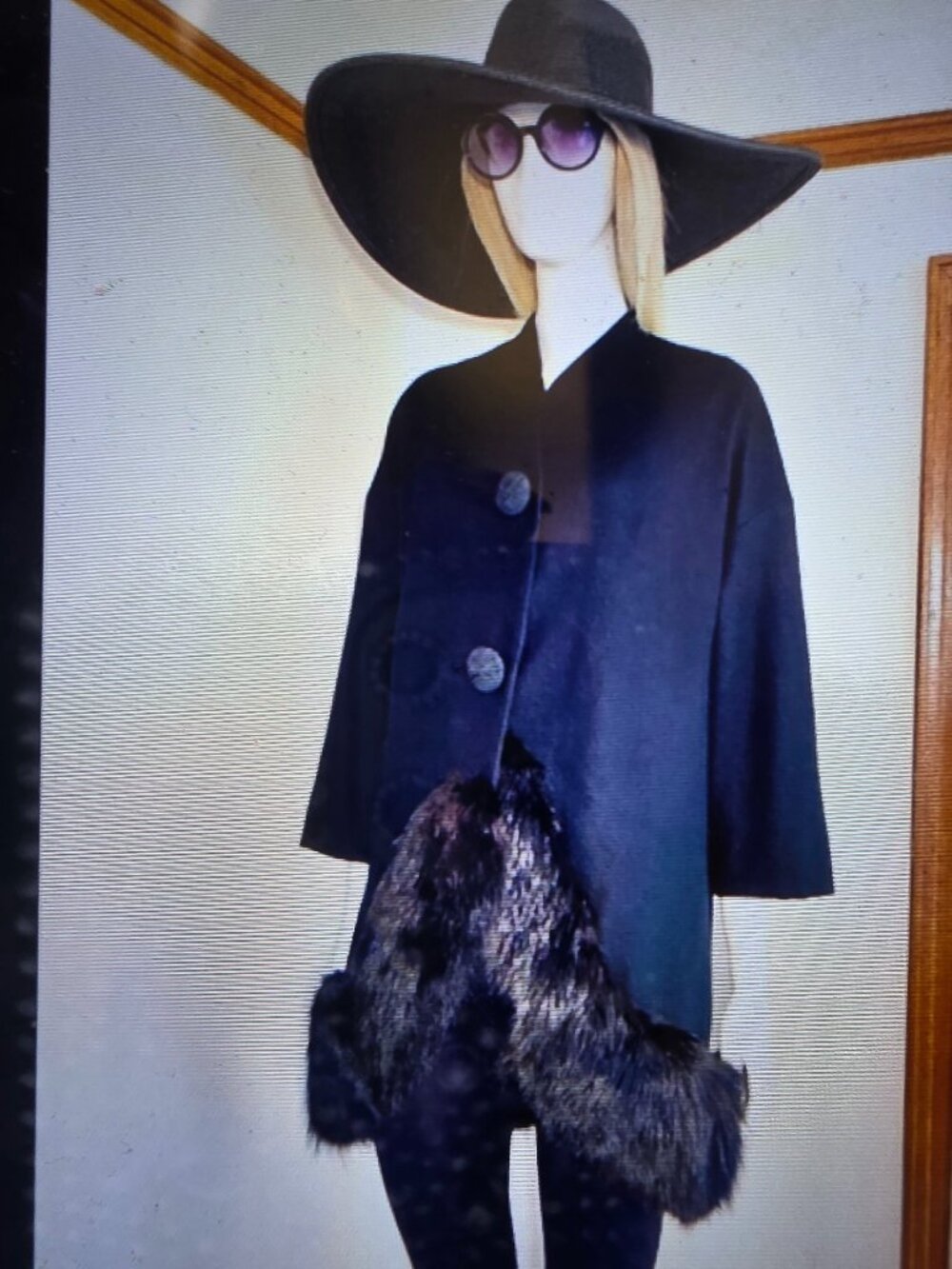 Vintage designer wool coat with fur trim